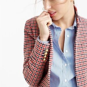 J. Crew Red and Black Houndstooth Blazer